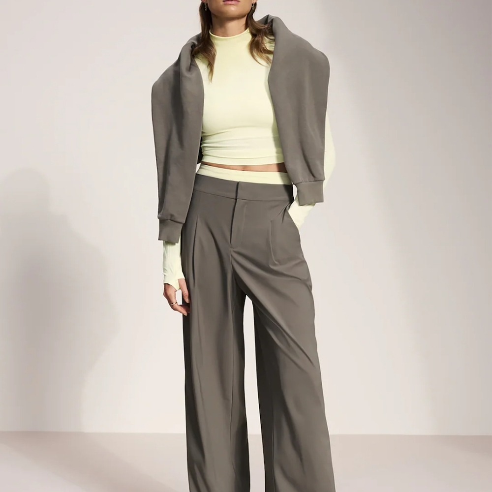 Athleta Olive Green Pinnacle Wide-Leg Pants